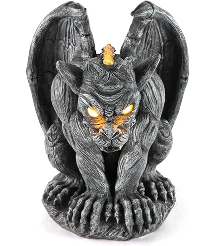 Handmade UK Garden Gargoyle Wall Plaque - Flying Winged Gargoyle Stone Ornament