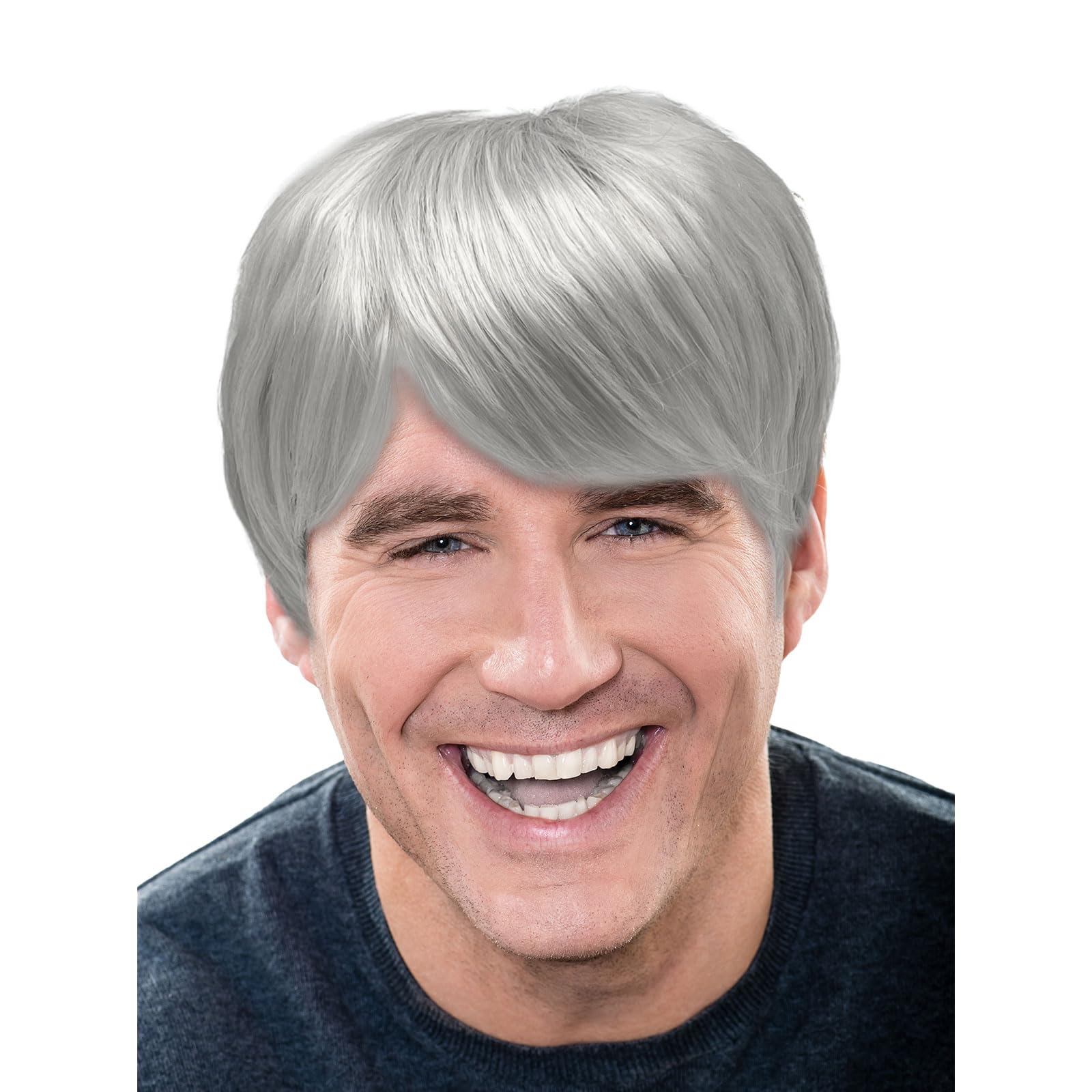 TUONYIS Mens Short Wig Grey Old Man Grandpa Wigs, Professional Idols Fancy Dress, Natural Short Hair Wig, for Daily Use Halloween Carnival Party Stage Performances, Adult Dress Up(Grey)