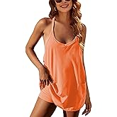 IQSQSQ Womens Sleeveless Athletic Hot Shot Mini Dress with Built-in Shorts Sundress