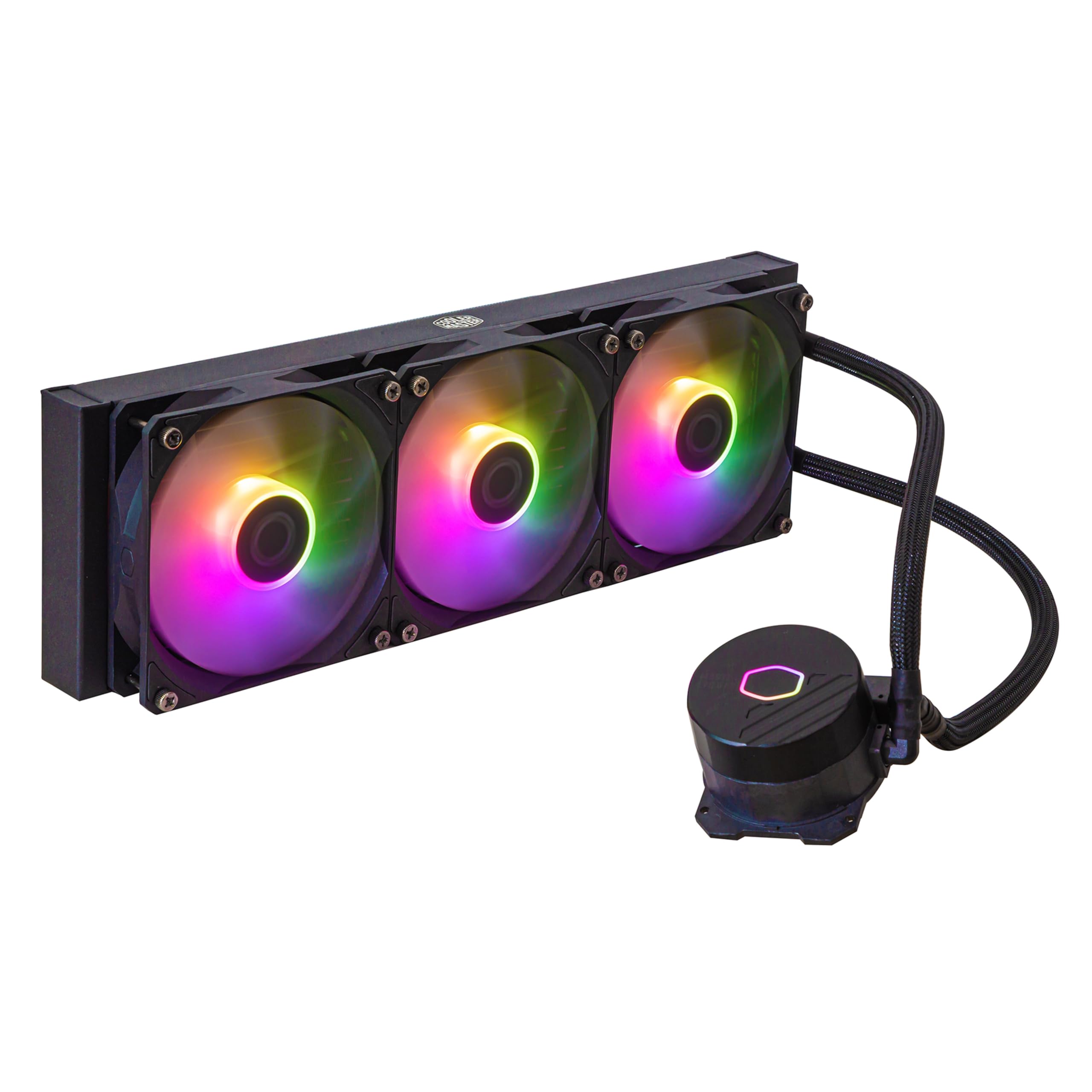 Cooler Master MasterLiquid 360L Core ARGB CPU Liquid Cooler - Dual Chamber Gen S Pump, Superior Radiator and 120 mm ARGB Fans, LGA 1700 and AM5 Brackets - Black Image