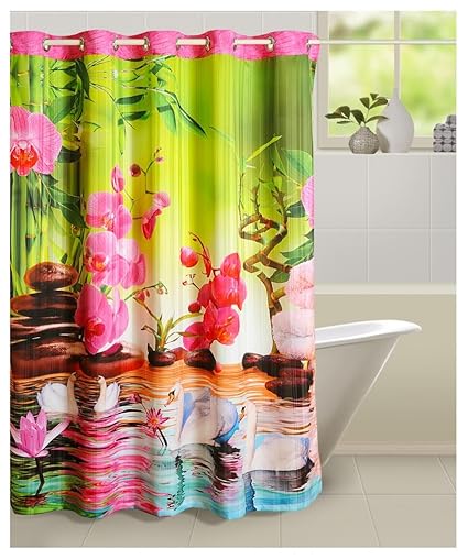 Swayam Curtain Concept Printed Polyester Premium Shower Curtain - 72x84, Multicolor (CHW-5607 Duck)