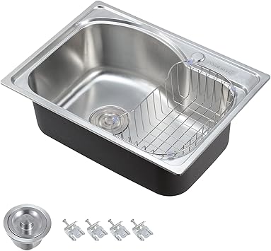 Voilamart 1 0 Single Bowl Stainless Steel Square Kitchen Sink With