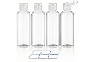 DTDNZKN 4 Pack 3.4 Oz (100ml) TSA Approved Travel Bottles for Toiletries, Leak Proof Plastic Travel Essentials Accessories