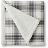 Eddie Bauer - Throw Blanket, Brushed Fleece & Plush Sherpa Soft Blanket, Throw Blanket for Couch & Bed (Edgewood Plaid Grey, 