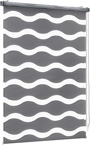 Sekey Doppelrollo Wellen Klemmfix ohne Bohren für Fenster, Doppelrollo 80 cm breit, Duo Rollo Welle Jalousie Sonnenschutz, 80x210cm, Dunkelgrau
