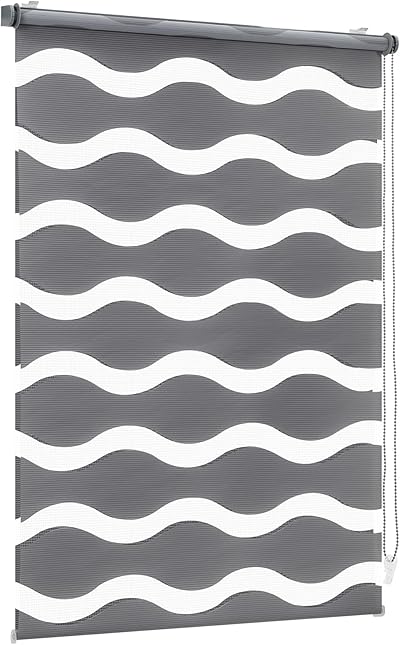 Sekey Doppelrollo Wellen Klemmfix ohne Bohren für Fenster, Doppelrollo 130 cm breit, Duo Rollo Welle Jalousie Sonnenschutz, 130x150cm, Dunkelgrau