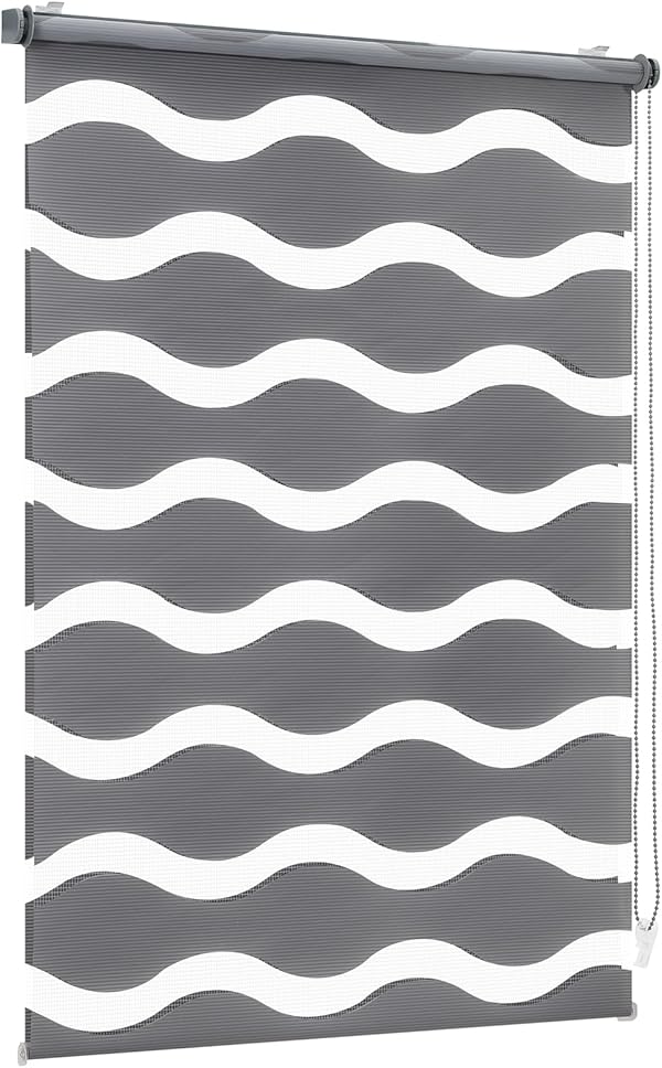 Sekey Doppelrollo Wellen Klemmfix ohne Bohren für Fenster, Doppelrollo 130 cm breit, Duo Rollo Welle Jalousie Sonnenschutz, 130x150cm, Dunkelgrau