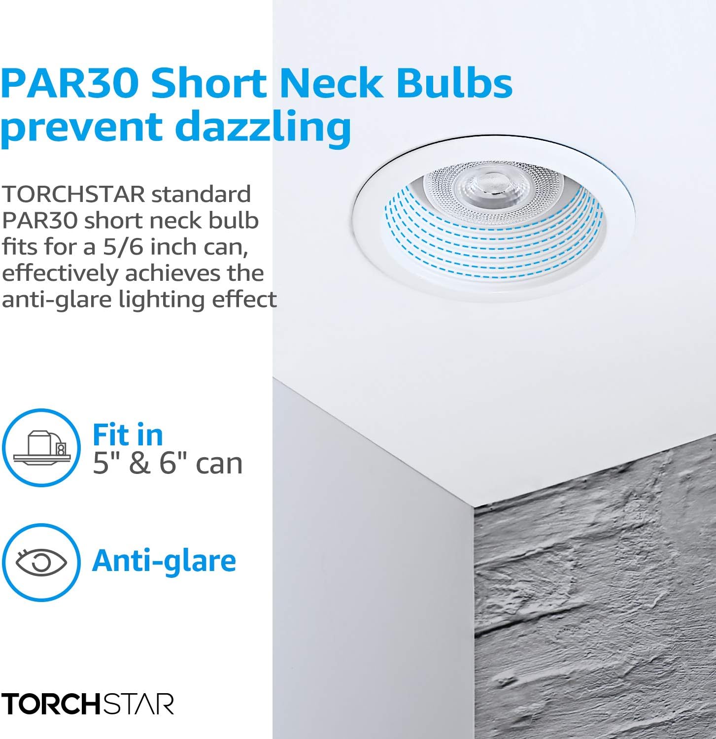 TORCHSTAR 10-Pack PAR30 Short Neck LED Bulbs, Dimmable 11W Spotlight Bulb, 850 LM, 70W Equivalent, E26 Base, 3000K Warm White, Energy Star & UL Listed: Home Improvement