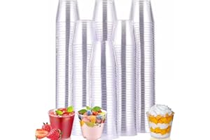 100 Crystal Clear Plastic Shot Glasses 1oz, Mini Disposable Cups for Wine Tasting, Condiments, and Party