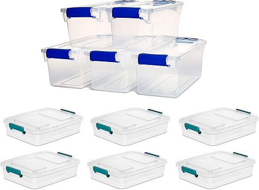Amazon Com Homz 7 5 Qt Plastic Latching Shoebox Storage