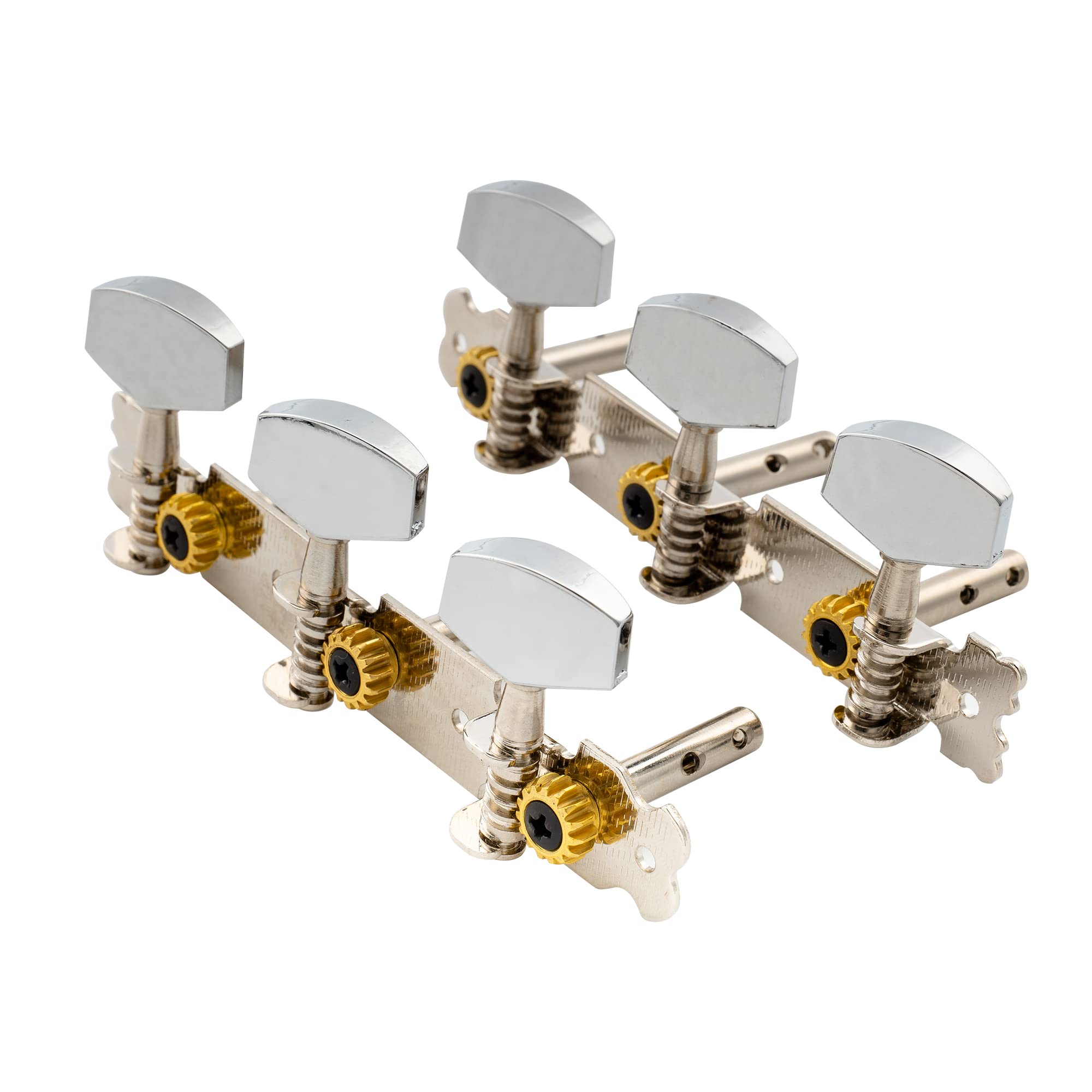 Musiclily 3 on a Plate Short Acoustic Guitar Tuning Pegs keys Machine Heads Tuners Set,Metal Button Nickel