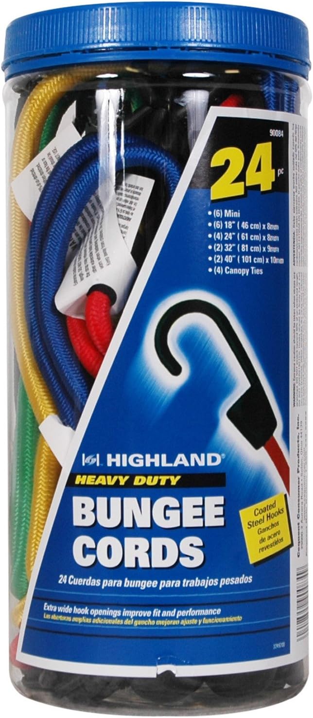 24Piece Set Highland 9008400 Bungee Cord Assortment Jar and Canopy