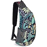 G4Free Sling Bags Men and Women Shoulder Backpack Small Cross Body Chest Sling Backpack (Blue Leaf)