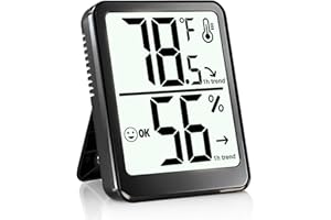 Ayawiss Room Thermometer Indoor Hygrometer Humidity Meter Gauge Digital Temperature and Humidity Sensor Monitor for Home Office House Pets Plants - AAA Battery Included