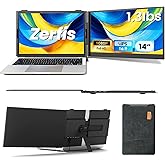 Zerfis Laptop Screen Extender, Ultra-Thin 14" FHD 1080P Portable Monitor for Laptop, 1.3lbs Lightweight Dual Monitor Extender Plug & Play for 13"-17" Laptops, Compatible with Wins/Mac/Android/Chrome