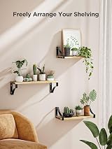 Pipishell 3 Pieces Wall Shelves Wood and Metal Rustic Brown view 10