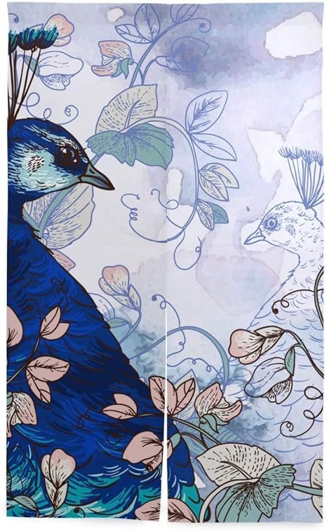 Amazon Clarai だんご庄 暖簾分け 85x180cm 花の背景孔雀ヴィンテージの場所 入 暖簾 暖簾分け キッチン用 のれん リーフ のれん 規格サイズ 暖簾 レンタル のれん オンライン通販