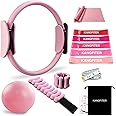 KANGFITER Pilates Ring Set 11 PCS, Magic Circle Yoga Ring, Pilates Ball, Adjustable Ankle Wrist Weights, Resistance Bands, Tape Measure, Pilates Kit Equipment Accessories for Women Home Workouts Yoga