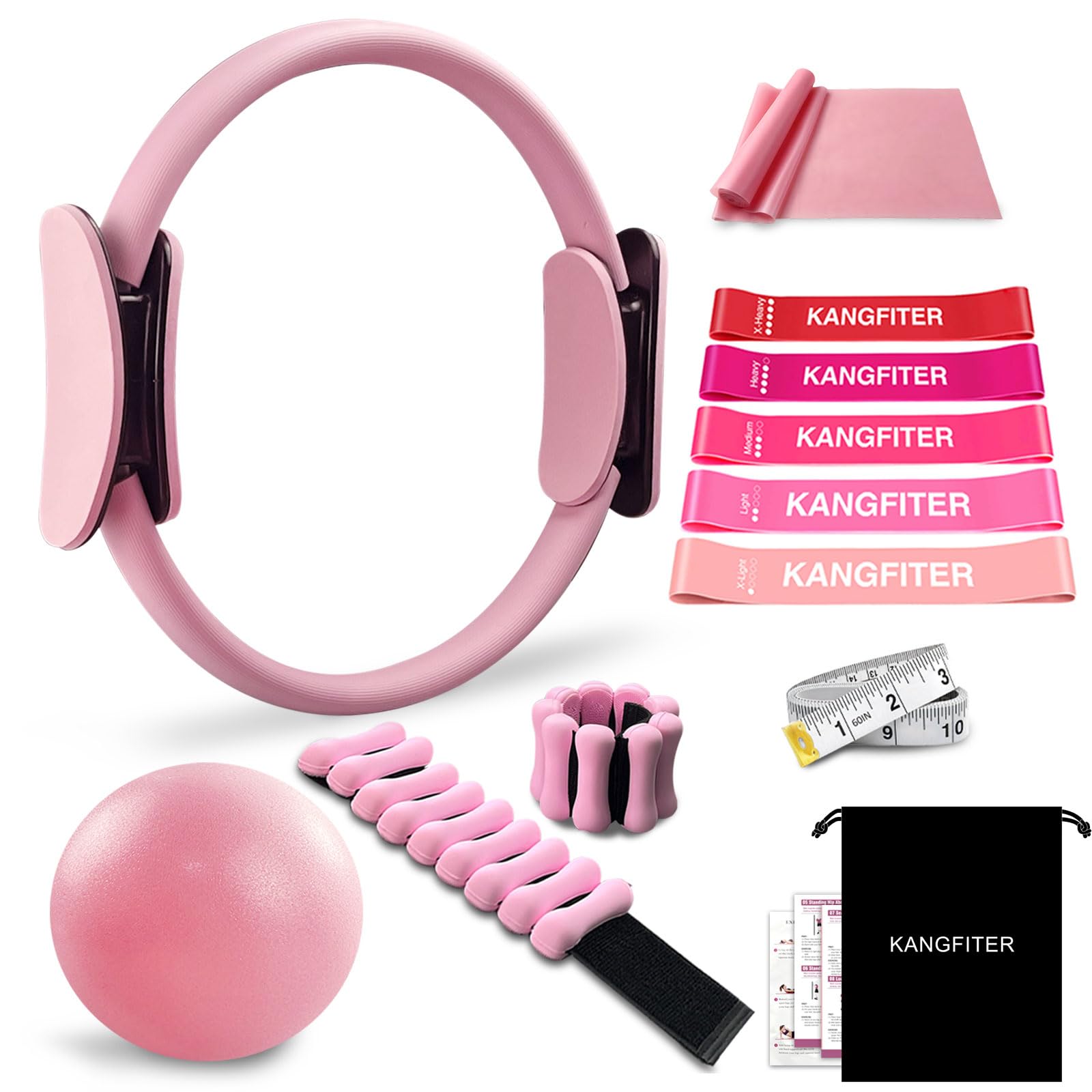 Photo 1 of Pilates Ring Set 11 PCS, Magic Circle Yoga Ring, Pilates Ball, Adjustable Ankle Wrist Weights, Resistance Bands, Tape Measure, Pilates Kit Equipment Accessories for Women Home Workouts Yoga