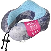 Roxy Cooling Gel Neck Pillow, Memory Foam Travel Neck Pillow for Airplane, Ergonomic Neck Support Pillow for Travel, Plane, Car &amp; Office, Breathable Washable Cover, Blue