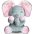 Aidiya Elephant Stuffed Animals Baby Gifts Peluches Ear Interactive Elephant Talking Singing Plush Toys for Girls Boys Gift Adjustable Volume 11.8" Set (Pink)
