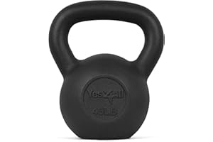 Yes4All Cast Iron Kettlebell, Strength Training Kettlebells 5-80 Lb (5,10,15,20,25,30,35,40,45,50,60,70,80 Lb) for Full Body Workout, Push up, Strength Training - Single & Kettlebell Set of 2 for Men