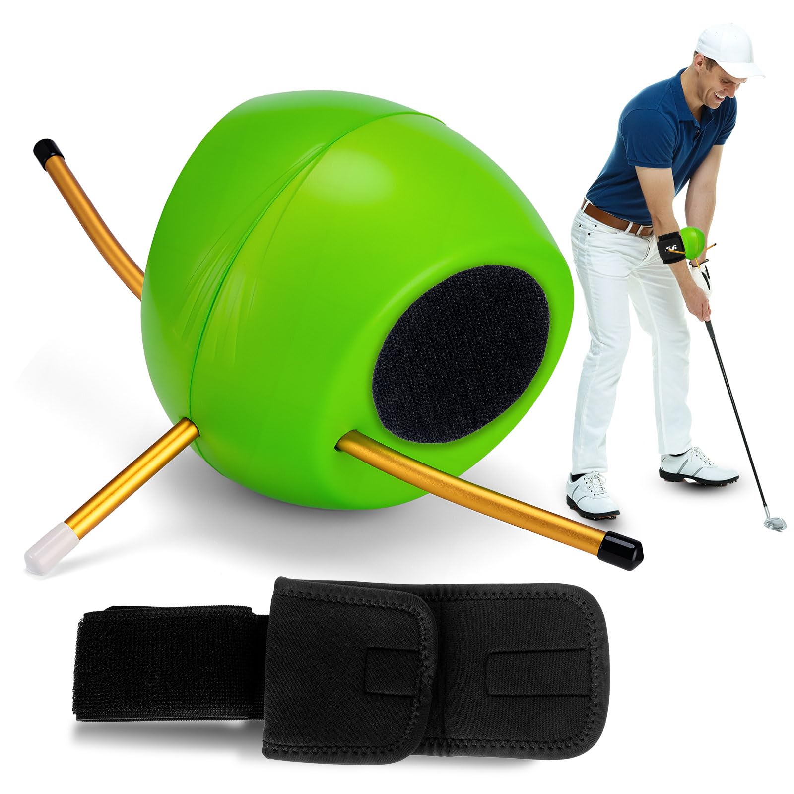 Photo 1 of **MISSING ASSEMBLY PIECES** GDHEEU Golf Swing Trainer - The Connector Training Aid with Aviation Aluminum Smart Ball for Posture Correction & Arm Positioning, Professional Portable Design for All Skill Levels (Green)