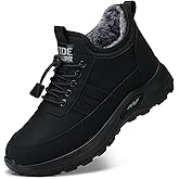 SHIBEVER Winter Snow Boots for Women: Waterproof Ankle Booties Warm Fur Lined Slip on Comfortable Walking Short Shoes Black Size 5.5