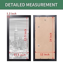 Giverny Black Wood Panoramic Frame, 12x24, Simple