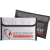 ROLOWAY Small Fireproof Bag (5 x 8 inches), Non-itchy Fireproof Money Bag for Cash, Valuables, Passport, Currency & Keys (2-Pack)