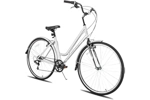Hiland 700C Hybrid Bike for Women, Ladies City Cruiser Bicycle, Shimano 7 speeds, Retro Style