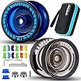 MAGICYOYO K1 Plus& K2 Responsive Yoyo for Kids, Professional Yoyos 2 Pack, Dual Purpose Plastic Yoyo with Unresponsive Yoyo Bearing for Adults/Advancer+12 Yoyo Strings+2 Holes Yoyo Storage Case