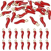 Spritewelry Enamel Chili Pepper Charms for Jewelry Making Lovely Hot Pepper Charms Pendants 3D Italian Horn Chili Charm for Valentines Day Necklace Bracelet Jewelry Making