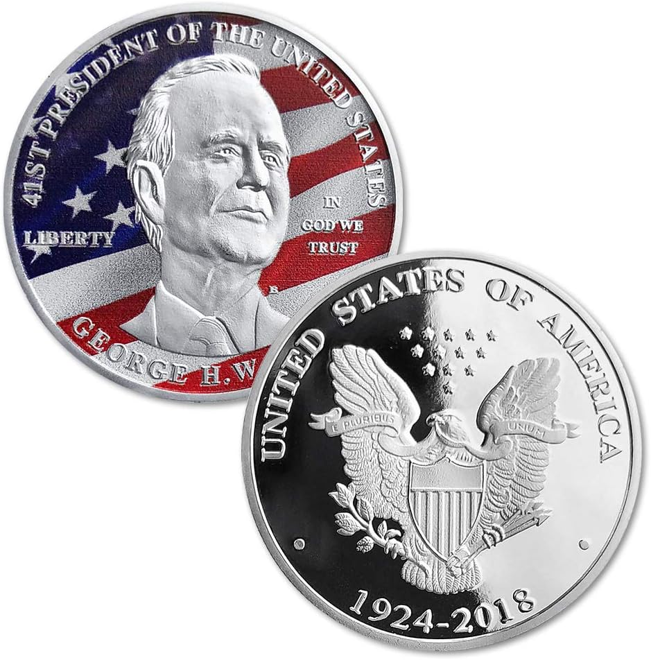 US 41st President George H.W. Bush 1924-2018 Challenge Coin Silver Plated Commemorative Gift