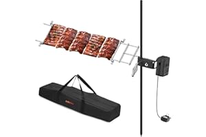 onlyfire Stainless Steel Rotisserie Grill Kit Floor Stand Spit Roaster with Carrying Bag for Fire Pits, Camping & Charcoal Gr