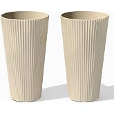 Veradek Demi Series Tall Planter - Tall Tapered Outdoor Planter with Shelf | Made From a Durable Plastic-Stone Composite Featuring a Removable Insert Shelf. Modern Porch/Patio D&eacute;cor