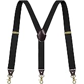 Vauhse Suspenders for Men, Adjustable Suspenders Gold Clip with Elastic Straps Y-Back Construction Heavy Duty for Work