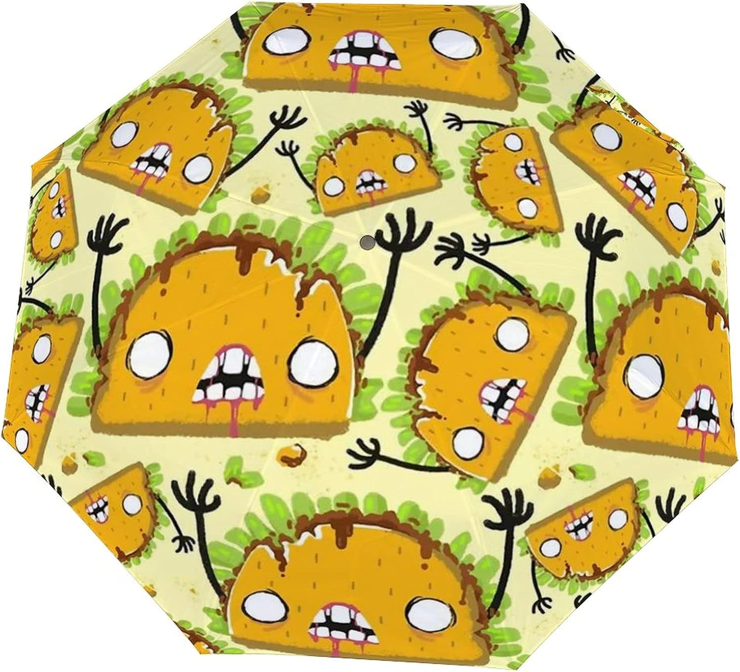 Zombie Taco Portable Travel Three Fold Umbrella Auto Open
