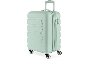 SwissGear 7366 Signature Hardside Expandable Luggage with Spinner Wheels, TSA Lock, Cup-Holder, Clearly Aqua, Carry-On 19-Inch