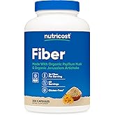Nutricost Fiber Capsules with Prebiotic Fiber Supplement 300 Capsules - Made with Organic Psyllium Husk & Organic Jerusalem Artichoke, 60 Servings, Gluten Free, 3 G Per Serving