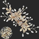 Bridal Hair Accessories Bright Gold Handmade Rhinestone Wedding Hair Duckbilled Clip for Brides, Wedding Head Pieces for Women and Bridesmaids Flower Girls