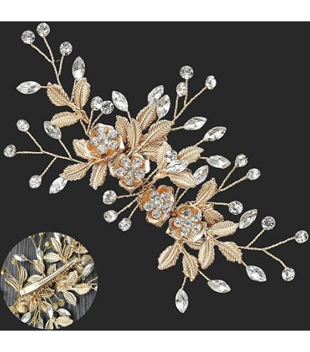 Amazon.com : YERTTER 5 PCS Gold Leaves Hair Pins Bridal Hair 