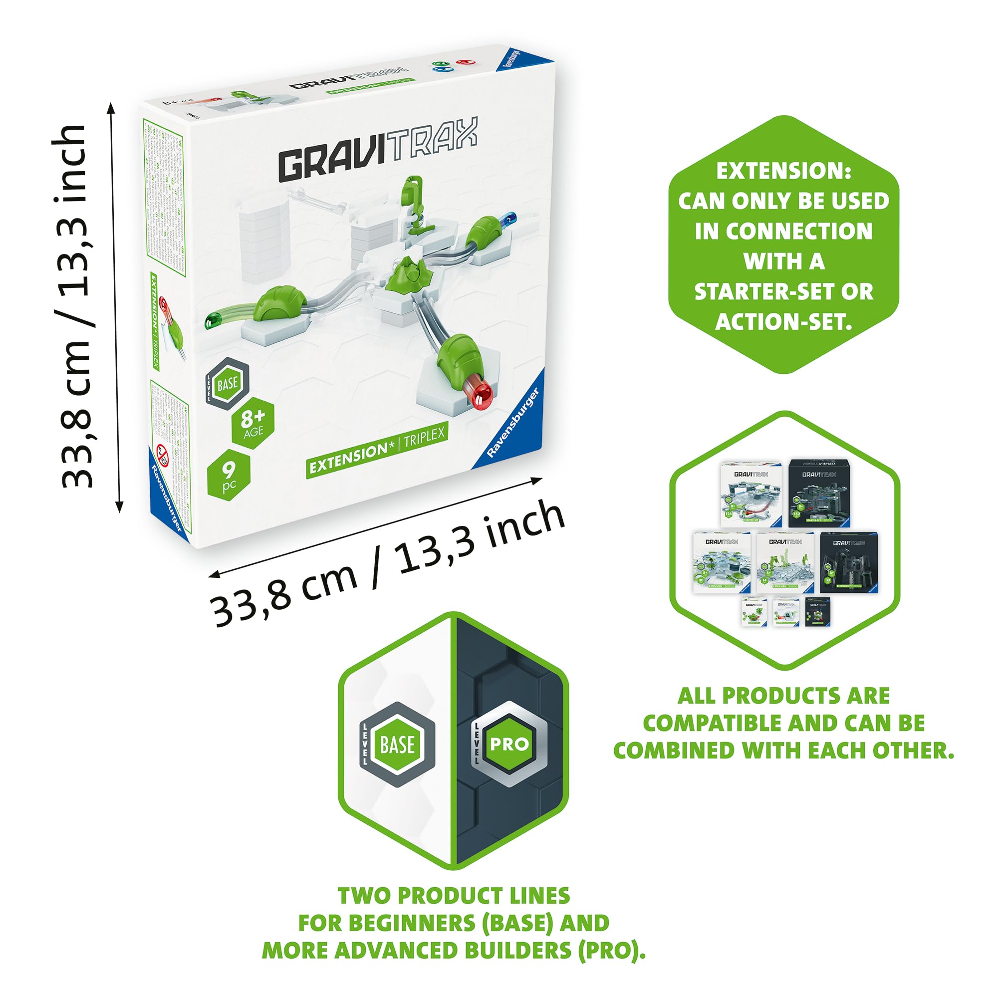 Ravensburger GraviTrax Extension Triplex 24857 - Ideal Accessory for The GraviTrax Marble Run System. Can be Combined with All Starter-Sets, Extensions and Elements, Construction Toy from 8 Years