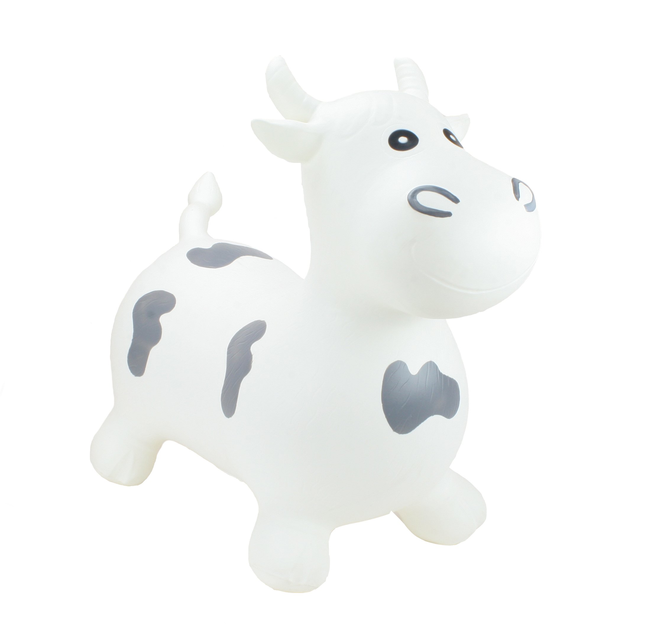 Happy Hopperz Inflatable Bouncy Animal with Grippable Ears/Horns, Easy to Clean Space Hopper for Indoor and Outdoor Play, Bouncing Toy, Pump Included, 12 Months-5 Years, Big Face White Bull — image 1