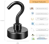 Neosmuk Black Magnetic Hooks Heavy Duty Pack of 6 with Hook NdFeB view 2