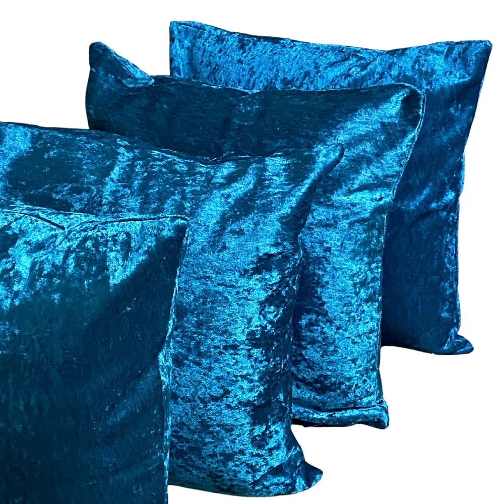 RKAAS HOME Super Soft Decorative Luxurious Crushed Ice Velvet Square Cushion Cover for Living Room Sofa Couch Bed 45cm x 45cm 18x18 Inches (Pack of 4 - Teal) — image 1