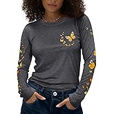 Flafens Long Sleeve Shirt for Women - Soft Crewneck Casual Graphic Fashion Clothes Tshirts Cute Outfits Vacation Tops