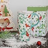 Voltogar Christmas Ceramic Coffee Mug Cardinal Travel Cup with Gift Box, 17oz Tall Latte Cup for Xmas Holiday Party, Microwave Safe