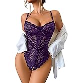 Avidlove Lingerie For Women Lace Bodysuits Deep V Teddy One Piece Mini Babydoll Outfits S-XXL