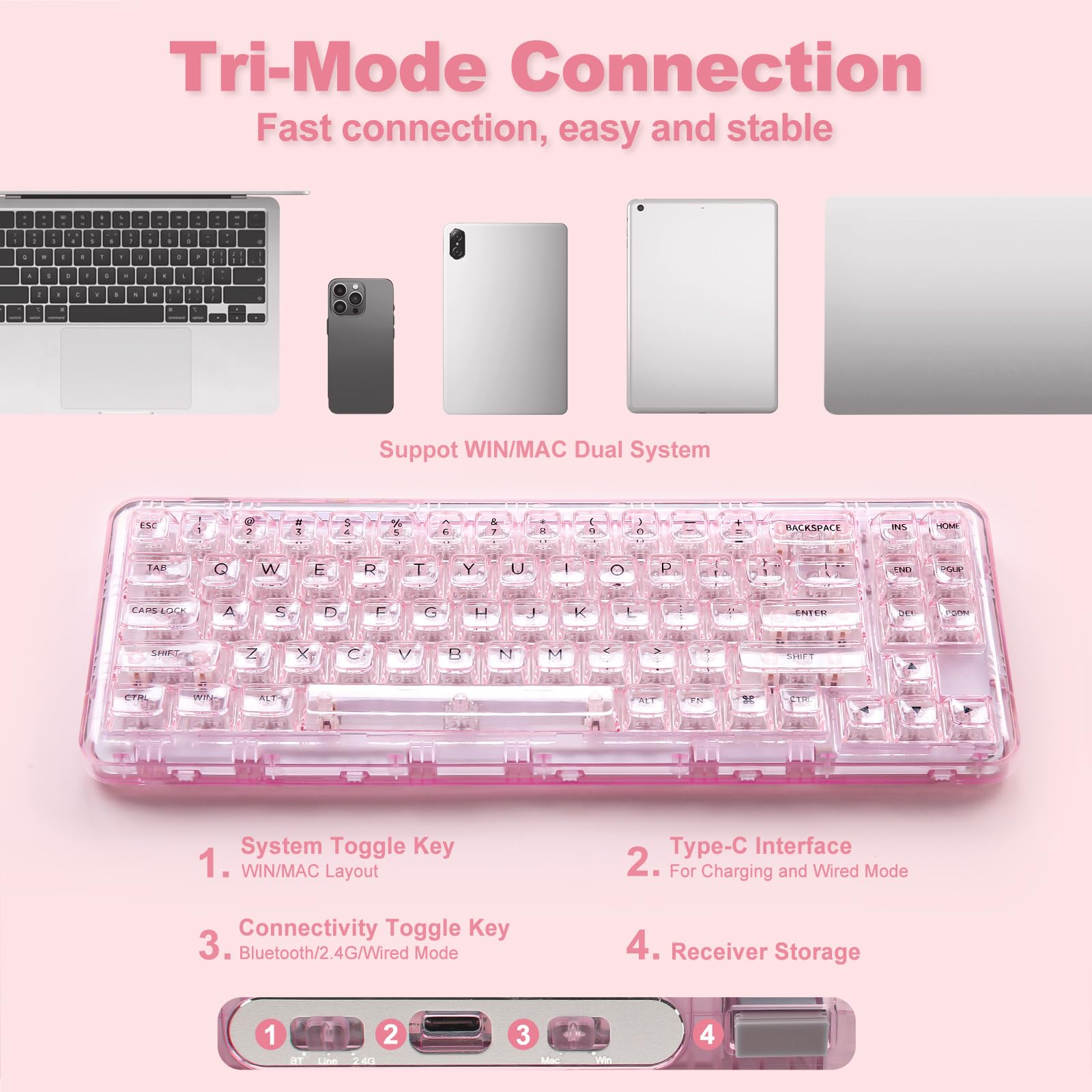 Mua YUNZII X71 メカニカルゲーミングキーボード 透明キー